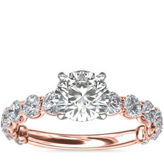 14k 玫瑰金月神鑽石訂婚戒指（1 1/3 克拉總重量）